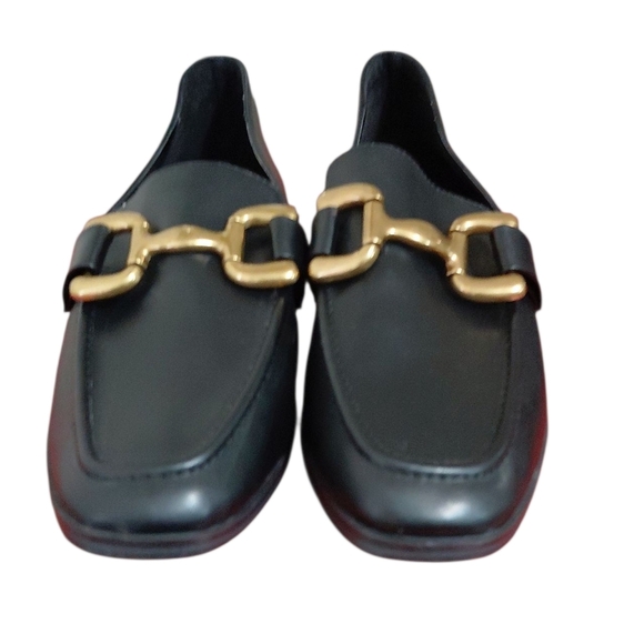 MIA Black Horse Bit Loafer Wonen's Black Square Toe Flat Size 9.58 - Picture 2 of 10